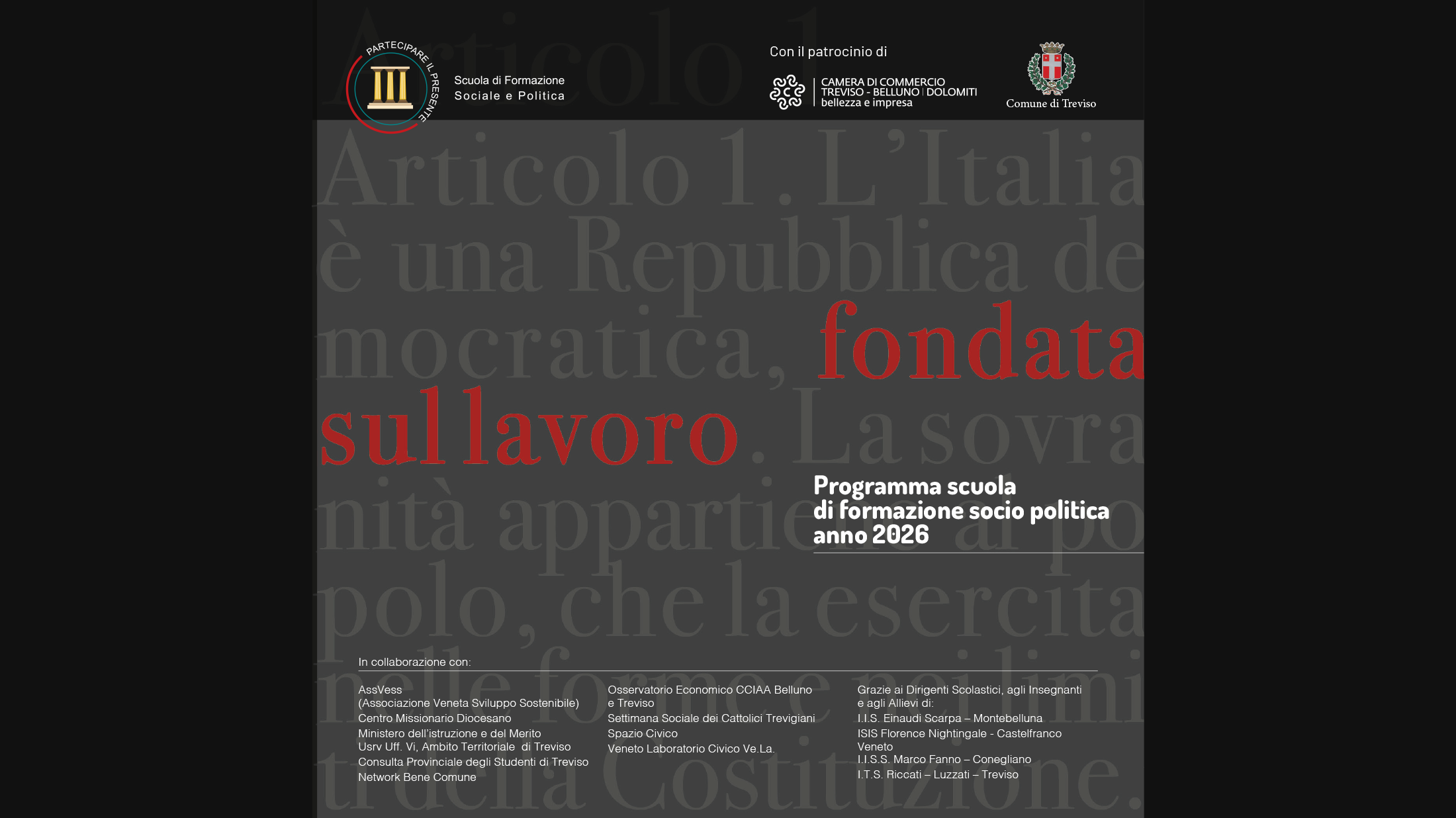 Programma scuola di formazione socio politica anno 2026